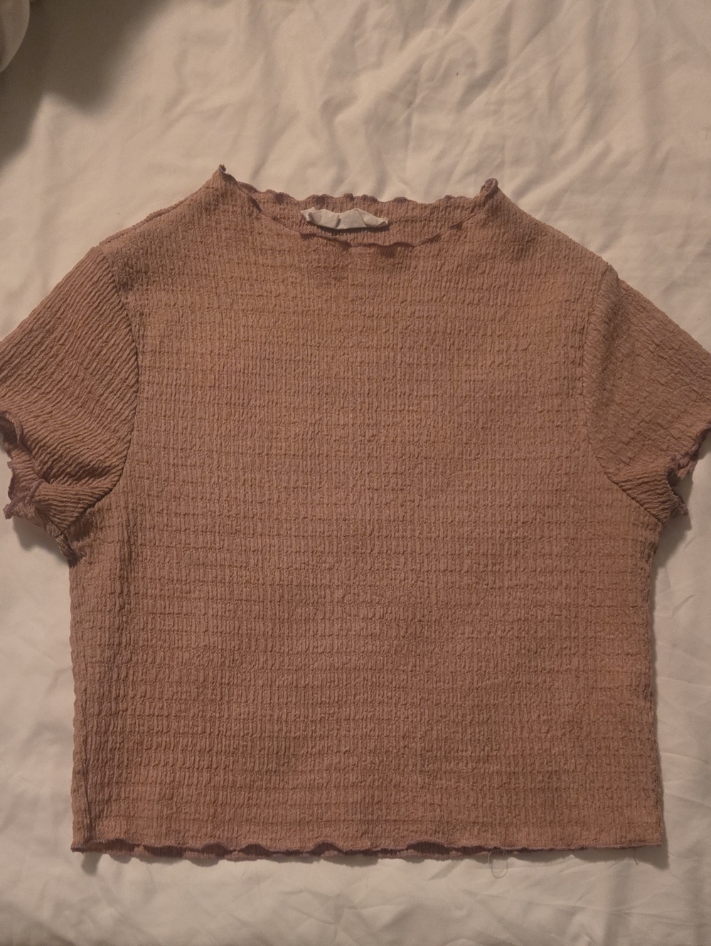 Double Zero Textured Smocked Crop Top - Mauve